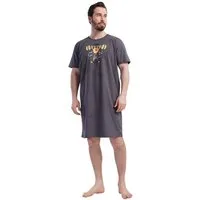 Vienetta Nachthemd Man (Packung, 1-tlg) Herren Schlafanzug Schlafshirt Nachthemd Kurzarm Baumwolle
