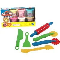Play-Doh Knete Play-Doh Konfettiknete mit Förmchen und Gowi Knetwerkzeug Set