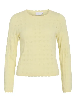 VILA - VIAMBELLE L/S POINTELLE KNIT TOP/TB Pastel Yellow - Gr. - L