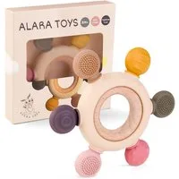 ALARA TOYS Beißring Babys Zahnungshilfe Zahnen Spielzeug Baby BPA-frei, Holz & Silikon, ab 3 Monaten, Kleinkinder