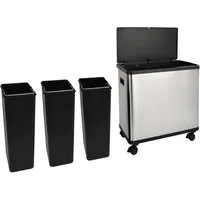SVITA Mülltrennsystem, Herausnehmbare Inneneimer, 3 Fächer, Sensor, Soft-Close, 54L, Silber