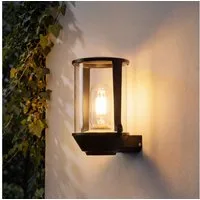 ZMH Außen-Wandleuchte Schwarz,E27 Wandlampe aus Aluminium und Glas, max. 40 W, für Hauswand, E27, ohne Leuchtmittel, Hochtransparenter Glasschirm für klare Lichtwirkung
