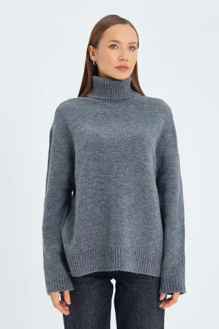 Lässiger Turtleneck-Strickpullover