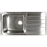 Stabilo Sanitär Einbauspüle Einbauspülbecken Chrom eckig 100 cm Edelstahl mit Abtropffläche rechts, 100/50 cm, (Komplett-Set, komplettem Siphon inkl. Befestigungsmaterial), mit Siphon