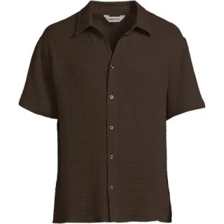 Doppellagiges Kurzarm-Hemd, Herren,  Braun, by Lands' End