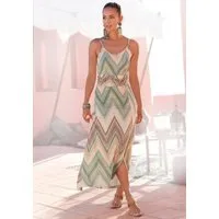 LASCANA Midikleid mit sommerlichem Print und Schlitz, Jerseykleid leichtes Sommerkleid, Strandkleid, Spaghettikleid mit geraffter Taille