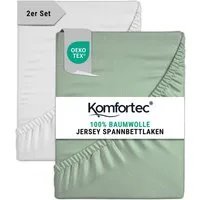 Komfortec Spannbettlaken Jersey Mehrfarbig, 100% Baumwolle, Gummizug: Rundum, (2 Stück), OEKO-TEX® Standard 100 Zertifisiert, für Matratzen bis 25 cm Höhe