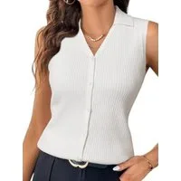 Arach&Cloz Tanktop Damen Tank Top ärmellos, Business Polotop mit V-Ausschnitt