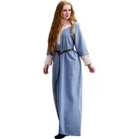 Leonardo Carbone Wikinger-Kostüm Kleid "Freya" mit Handstickerei, zweifarbiges Design, hochwertige Baumwolle