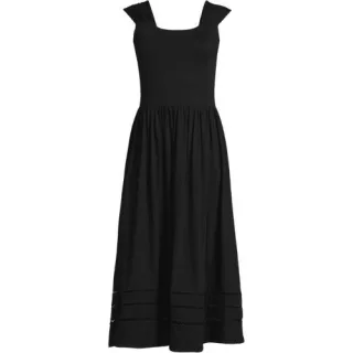 Midikleid aus Baumwolle/Modal-Mix für Damen, Damen, size: regular, Schwarz, Baumwolle Modal, by Lands' End