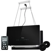 KKT KOLBE Inselhaube Dunstabzugshaube Inselhaube CUBE60-Serie 60cm Dunstabzugshaube Inselhaube CUBE60-Serie 60cm, Abzugshaube / Inselhaube / Umluft / Schwarz / Glas / Touch LED / WiFi