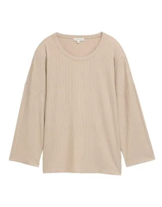 Tom Tailor - Langarmshirt in Rippstrick beige - Gr. - S