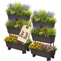 GarPet Blumenkasten 2er Set Pflanzkübel mit Sichtschutz Vertikalbeet Blumenkasten Balkon
