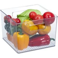 relaxdays Frischhaltedose Kühlschrank Organizer mit Griffen, Kunststoff
