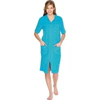Wewo fashion Damenbademantel 033, Midilänge, Leichtfrottee, Stehkragen, Reißverschluss, Kragen mit Kordel