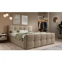 thematys Boxbett mit Bettkasten 140x200–200x200 cm – Velours oder Bouclé Bezug – (Polsterbett Bonnellfederkern Matratze H3 + Gratis 3cm Topper, Boxbett - Luxus Doppelbett mit Stauraum)