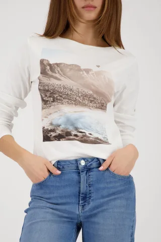 monari - Langarmshirt mit Landschaftsprint off-white - Gr. - 38
