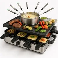 TK Gruppe Raclette und Fondue-Set Komplettes Raclette für 8 Personen – inkl. Schaber & Pfännchen