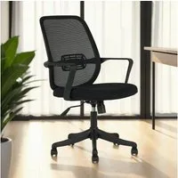 IDIMEX Drehstuhl MOLLIS, Ergonomischer Bürodrehstuhl mit Armlehnen & Mesh Bezug schwarz