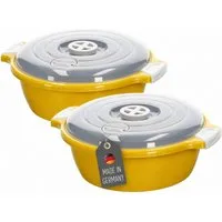 Lantelme Mikrowellenbehälter Mikrowellenschüssel Set rund Mikrowellen Picknick Schüssel, lebensmittelecht, (2-tlg., 2 Stück Set Mikrowellenschüssel Volumen 1,8 Liter Volumen), mit Deckel und Dampfventil, Deutsche Herstellung