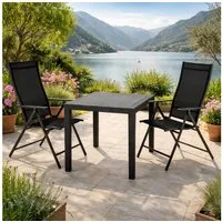 Progarden Garten-Essgruppe Gartenmöbel Sitzgruppe Anthrazit 3 Tlg. Set, (Set, 3-tlg., Tisch + 2 Klappstühle), Gartenmöbel Set, Gartenstuhl, Gartentisch, Möbel, Hochlehner