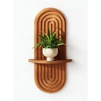 Bamworld Deko-Wandregal 2-stufiges Holz-Wandregal im Boho-Stil, 23x43 cm, 1-tlg., Mid-Century Modern Deko für Wohnraum, Schlafzimmer & Bad
