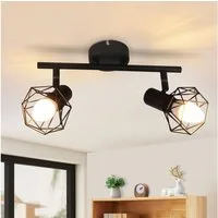 Nettlife Deckenstrahler Wohnzimmer Vintage Schwarz 2/3/4/5 Flammig E14 Industrial, Schwenkbar 350°, LED wechselbar, drehbar für Wohnzimmer Flur Esszimmer und weitere Wohnräume
