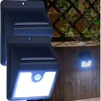 Casativo LED Solarleuchte LED-Solar-Wandstrahler mit Bewegungssensor, IP44 Aussenleuchte, 4 SMD-LEDs mit jeweils 0,2 W, insgesamt 50 Lumen