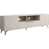 MIRJAN24 TV-Schrank Xylix 2D1SZ (mit zwei Drehtüren und Schublade) Griffe und Füße aus Metall in der Farbe Gold