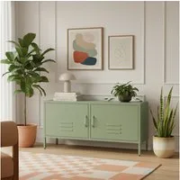 skølm Lowboard Atria aus Metall (Mintgrün), Metallkommode mit 4 Fächern & 2 Türen, 55x38x105cm (HxTxB)