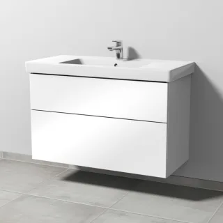 Sanipa 3way Waschtischunterbau zu Villeroy & Boch Subway 2.0 Waschtisch mit 2 Auszügen, Weiß-Glanz SF61578
