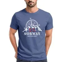 Neverless Print-Shirt Herren T-Shirt Norwegen Flagge Skandinavien Nordisch Kompass Outdoor mit Print
