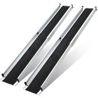Clanmacy Auffahrrampe Rollstuhlrampe Aluminium Verladerampe Tragbare Teleskoprampe bis 300KG (2-St)
