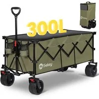 Sekey Bollerwagen Faltbar Handwagen Klappbar Transportwagen XXXL Superlang, 300L, 200KG, Alle-Terrain Reifen, Ultrakompakt Faltbar & mit Bremsen