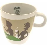 Jacobs Douwe Egberts Becher Kaffeebecher mit Henkel, Design mit grün, 250 ml, Porzellan