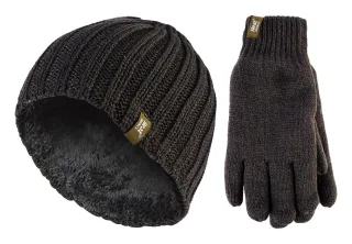 Herren-Thermomütze & Handschuh-Set für den Winter | Wärmespender | Fleece gefüttert - Khaki Grün