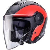 Caberg Motorradhelm Caberg Soho Jethelm Milano matt-schwarz / rot (1er Set), jethelm für motorrad