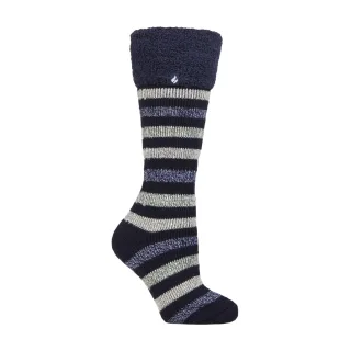 Damen Mehrfarbige Gestreifte Gemusterte Lange Gummistiefel Thermosocken