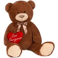 BRUBAKER Kuscheltier XXL Teddybär 100 cm mit Seni Seviyorum Herz (1-St), großer Teddy Bär, Stofftier Plüschtier