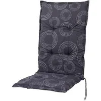 Sun Garden Hochlehnerauflage Hochlehner Naxos 40466-700 grau Kreise 121x54x6 cm Sun Garden, (1 St), Halteband verstellbar mit Bindebändern