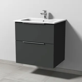 Sanipa 3way Waschtischunterbau zu Duravit ME by Starck Waschtisch mit 2 Auszügen, Graphit-Matt UP7241B