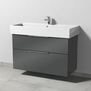 Sanipa 3way Waschtischunterbau zu Duravit Vero Air Waschtisch mit 2 Auszügen, Anthrazit-Glanz UF43579