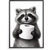 Tigerlino Poster Waschbär Badezimmer Deko Toilette Gäste-WC Humor Lustige Tiere