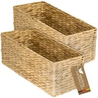 HMF Aufbewahrungskorb Aufbewahrungskorb passend für KALLAX halbes Fach, Korb geflochten aus (2er Set), Wasserhyazinthe für Badezimmer, Küche und Wohnbereich 38 x 15 x 14 cm