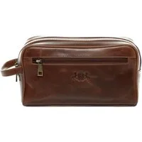 SID & VAIN Kulturbeutel echt Leder Kulturtasche groß hell-braun, Waschbeutel Echtleder für Herren, Kosmetiktasche vintage hellbraun