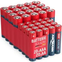 ANSMANN AG Batterie Set Alkaline 20x AA Mignon LR6 + 20x AAA Micro LR03 Großpack Batterie