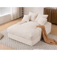 DEKKETO Schlafsofa Große Cord Cloud Couch 175x137cm – einteiliges Schaumstoff-Sofa, 1 Teile, mit breiten ArmlehnenKomplettes 4-Kissen-Set, ohne Montage