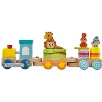COSTWAY Spielzeug-Zug Kinder Holzeisenbahn Set, ab 3 Jahren