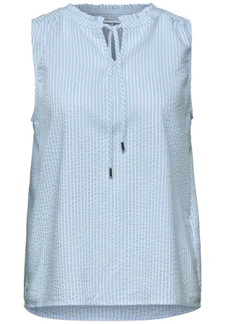 Street One - Blusentop mit Split Neck und Rüschen original blue - Gr. - 36