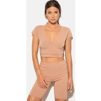 Evoni Crop-Top Damen Crop Top Kurzarmshirt Baumwolle Bauchfrei